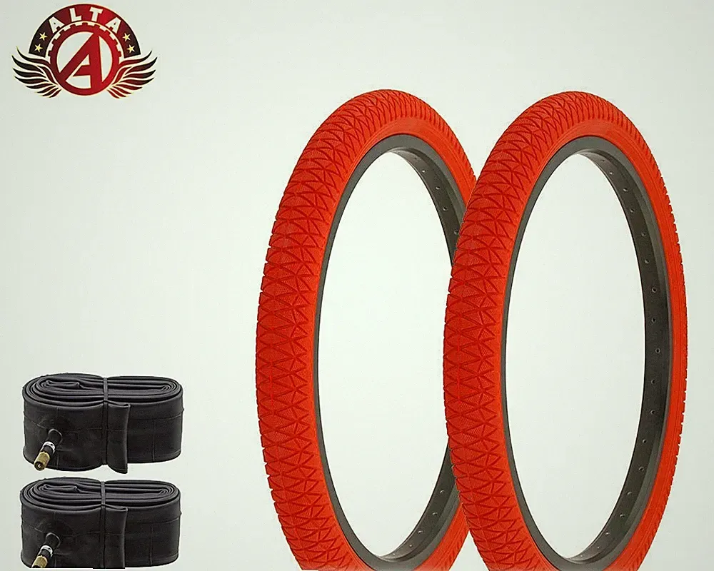 2 Alta DURABLE BMX BICYCLE 20" x 1.95" X-PERFORMER FREESTYLE RED TIRE W/TUBES.