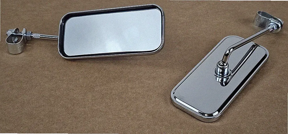 2 CHROME RECTANGLE BICYCLE MIRROR LOWRIDER CHOPPER CRUISER VINTAGE SCHWINN BIKE.