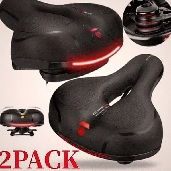2 Pack Wide Comfort Bike Seat - Big Bum Gel Cushion Saddle for Bicycle NEW