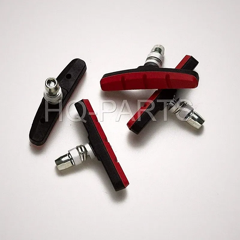 2 PAIRS BOLT ON BICYCLE BIKE MOUNTAIN BIKE V BRAKE PADS SHOES BLACK / RED NEW