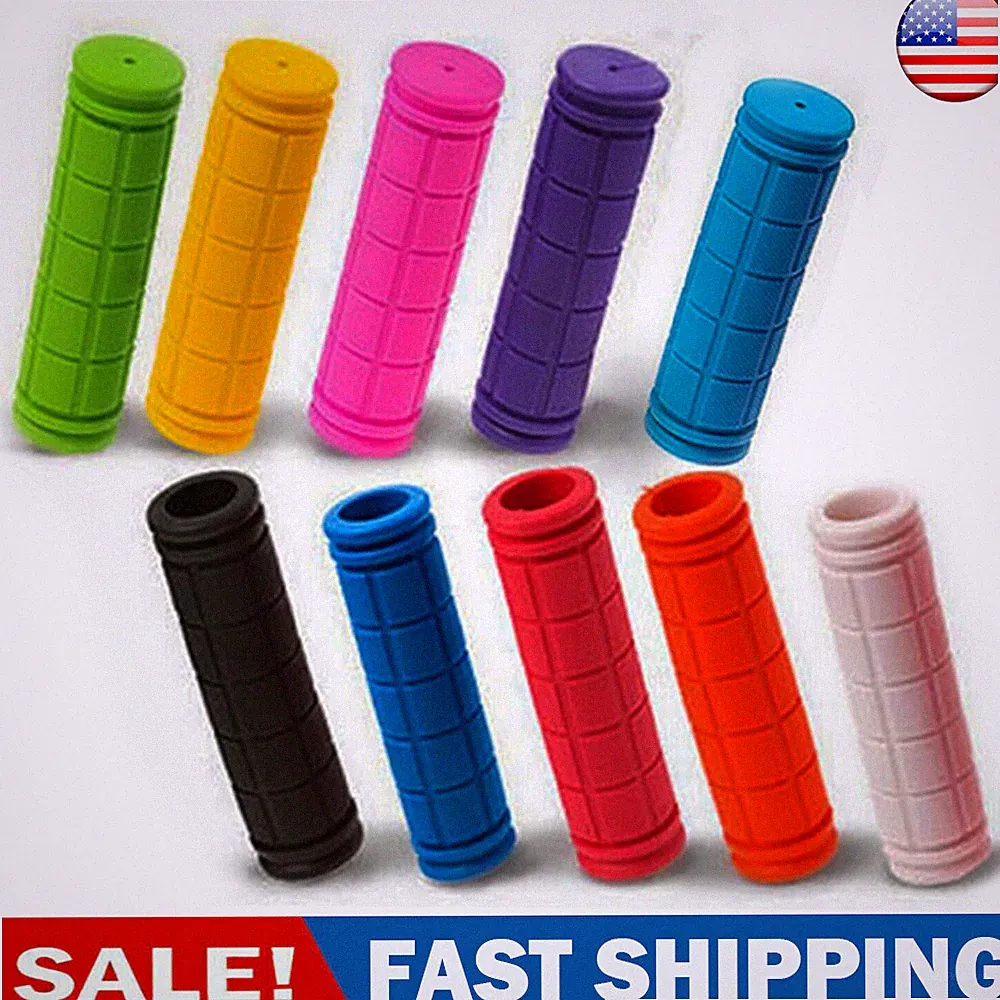 2 PC Mountain Bike Bicycle Cycling Handlebar Anti-Slip Soft Rubber Hand Grips
