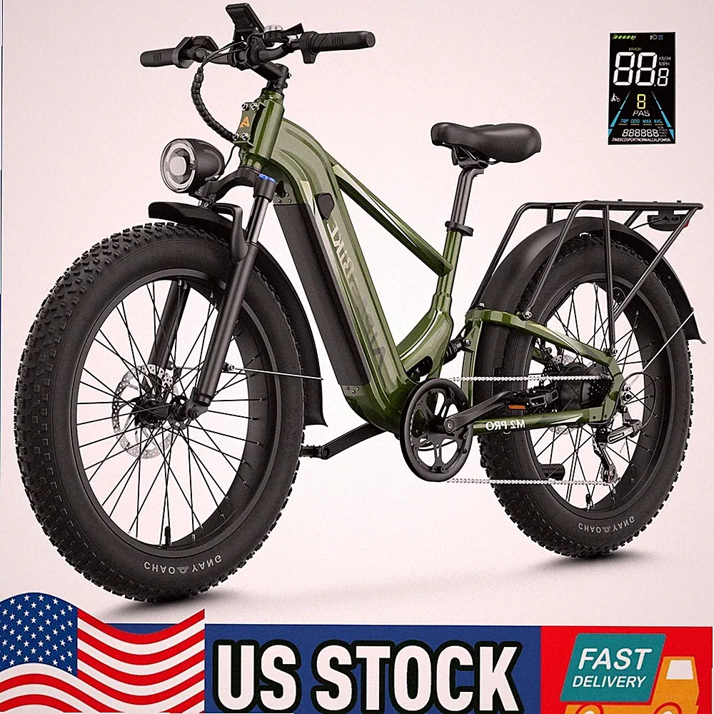Aipas M2Pro Electric Mountain Bike 26" Fat Tire 1800W 48V 17.5Ah 36MPH Adult