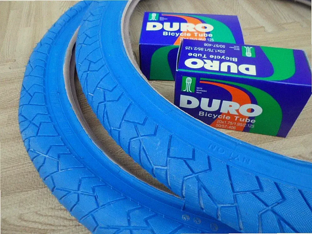 Blue PAIR of 20" BMX Bicycle Slick BLUE Street Tires & Tubes 20X1.95