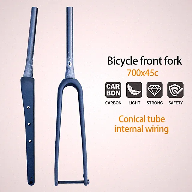 Carbon Gravel Road Bike Fork 700C Max 45C Tapered 12*142mm Thru Axle Disc Brake