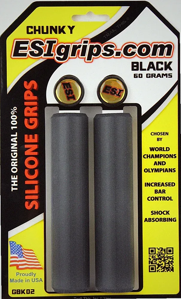 ESI Chunky MTB Grips Black Silicone Bicycle Shock Absorbing 32mm / 130mm