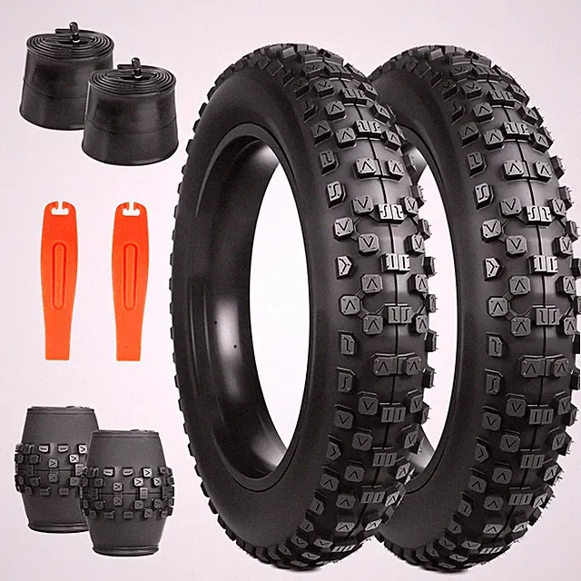 Fat Tire E-Bike Snow Bike Tire 20" x 4" - 2 Pack with Tubes and Levers