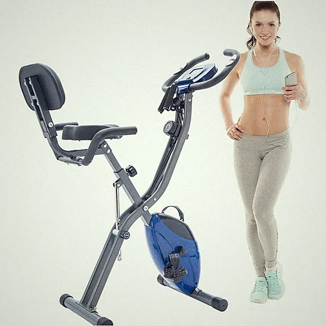 Folding Upright & Recumbent X-Bike, 16-Level Resistance, Arm Bands & Backrest