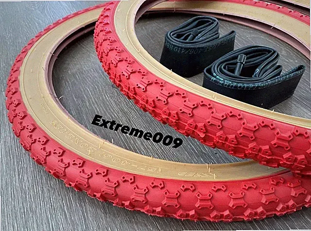 PAIR of 20" BMX Bicycle COMP3 RED Gumwall MX3 Tires & Tubes 20X2.125