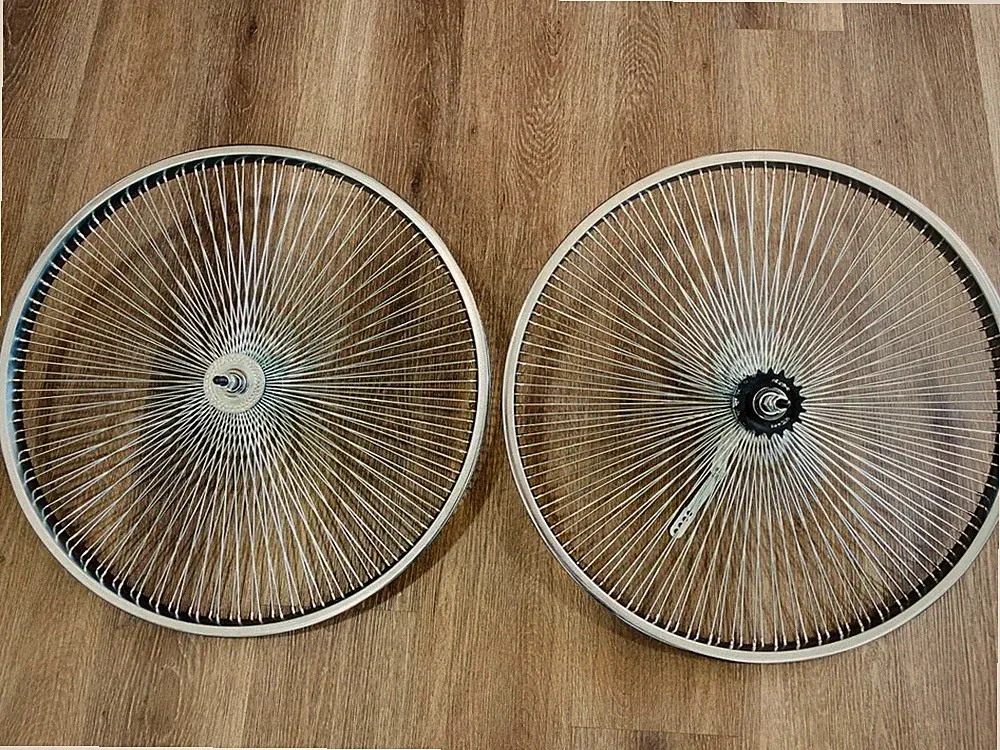 Pair of 26" Cruiser Lowrider Bicycle Dayton CHROME Wheels 144 Spoke Front & Rear